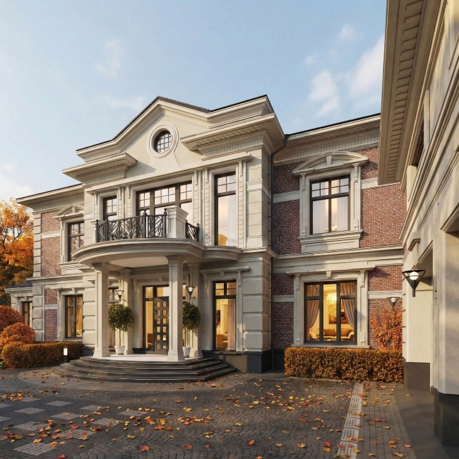 Проект загородного дома в классическом стиле