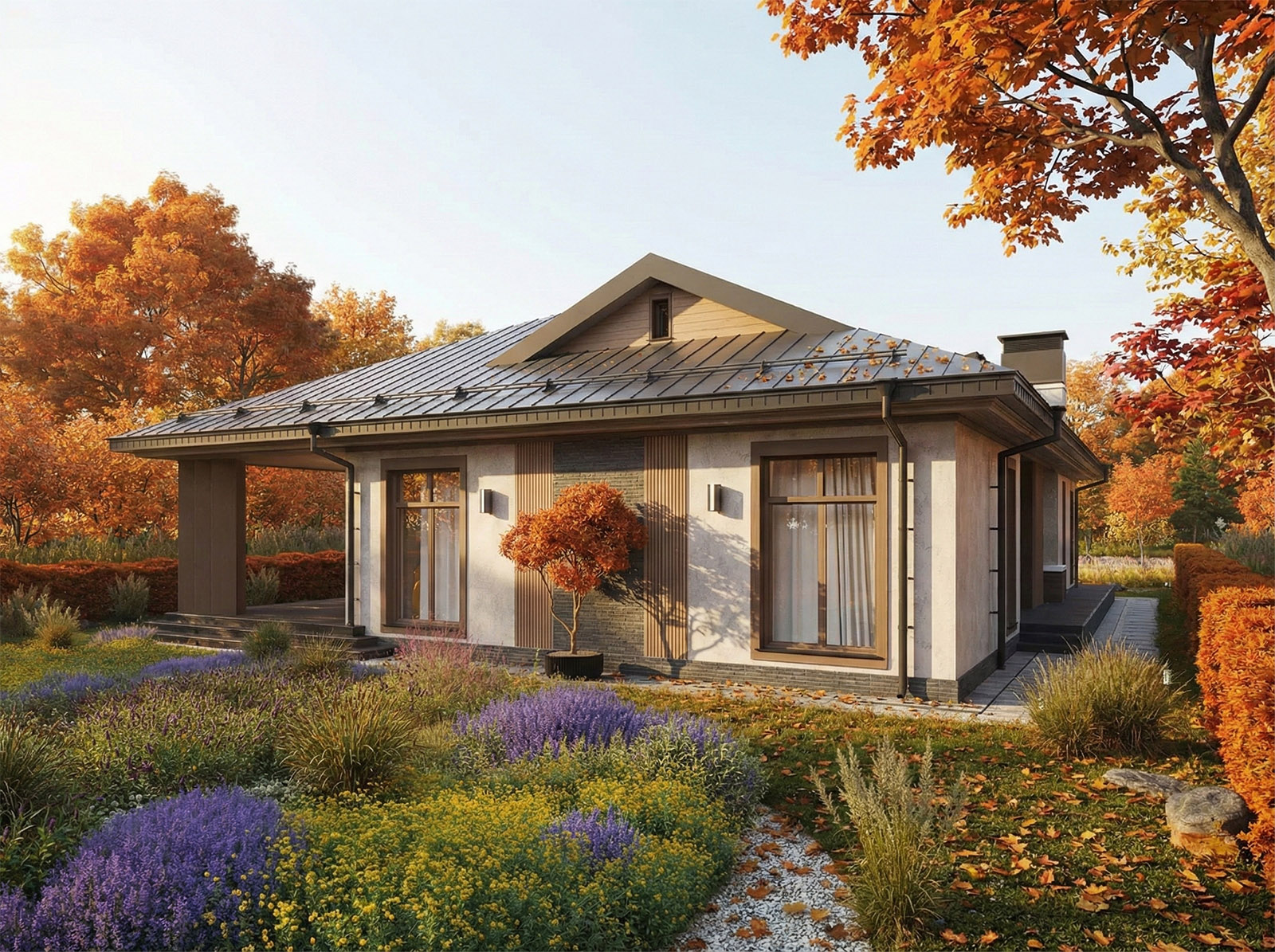 Терраса с выходом из зоны гостиной