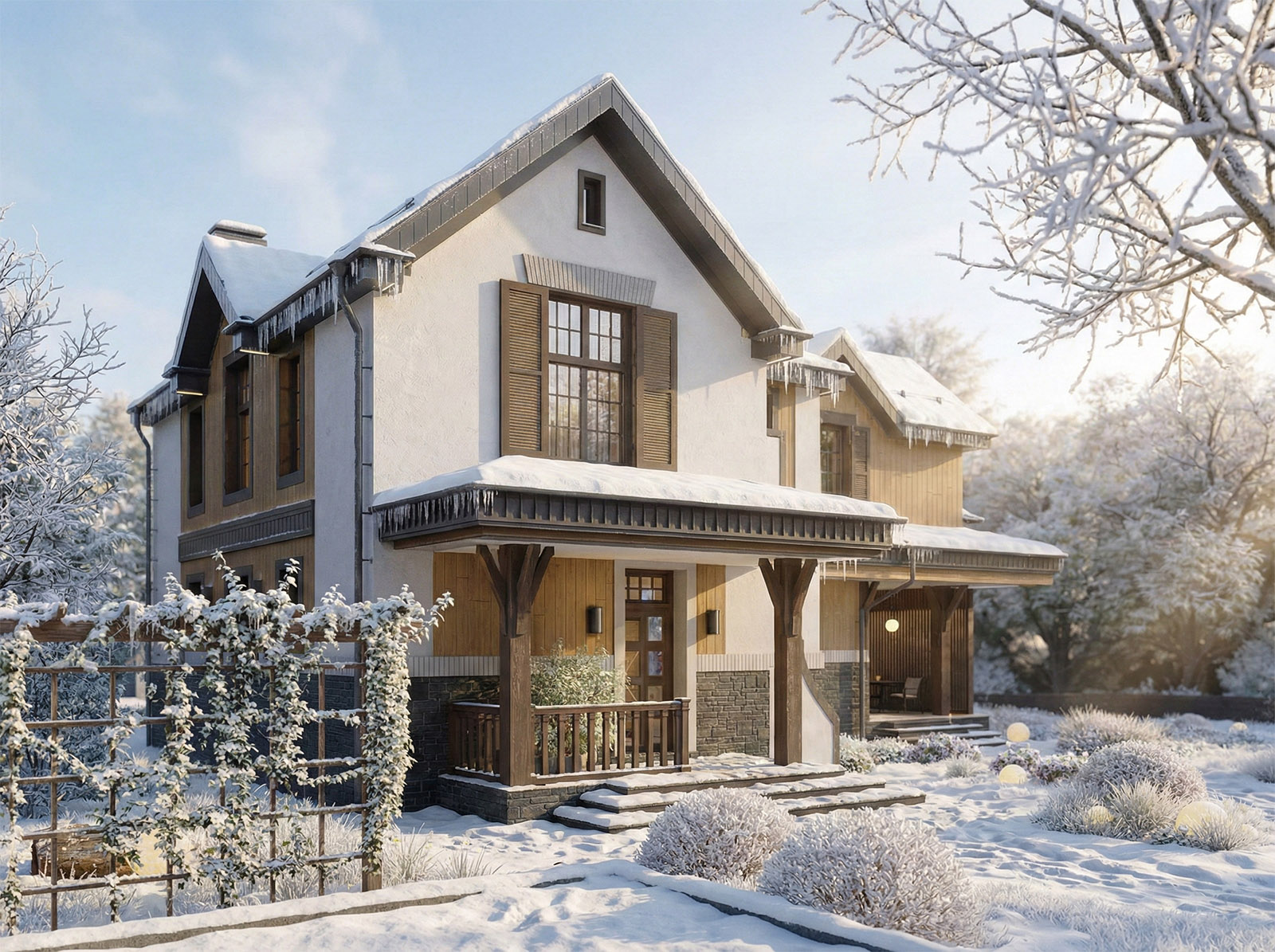 Вид на главный фасад и входную группу