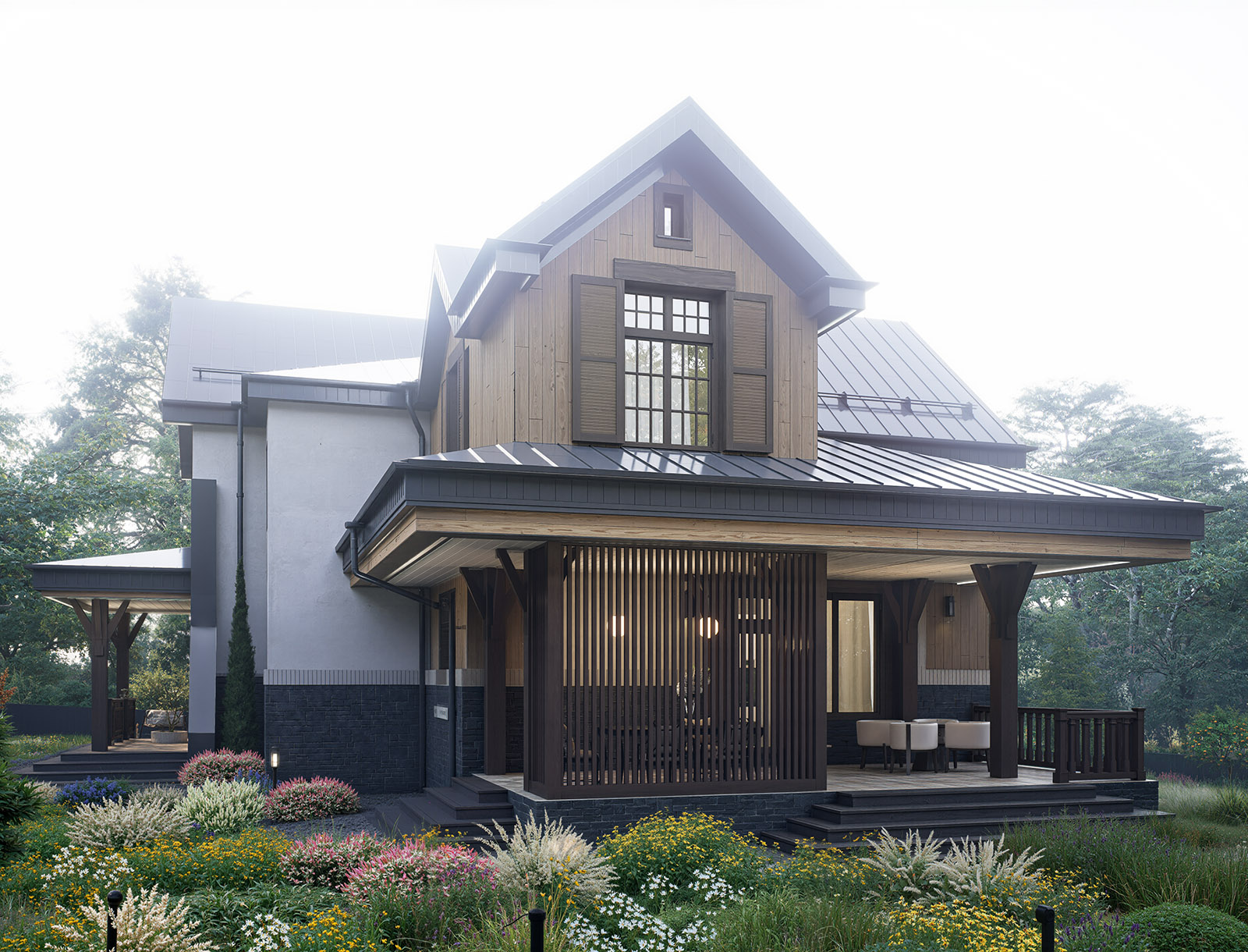 дерево на фасаде