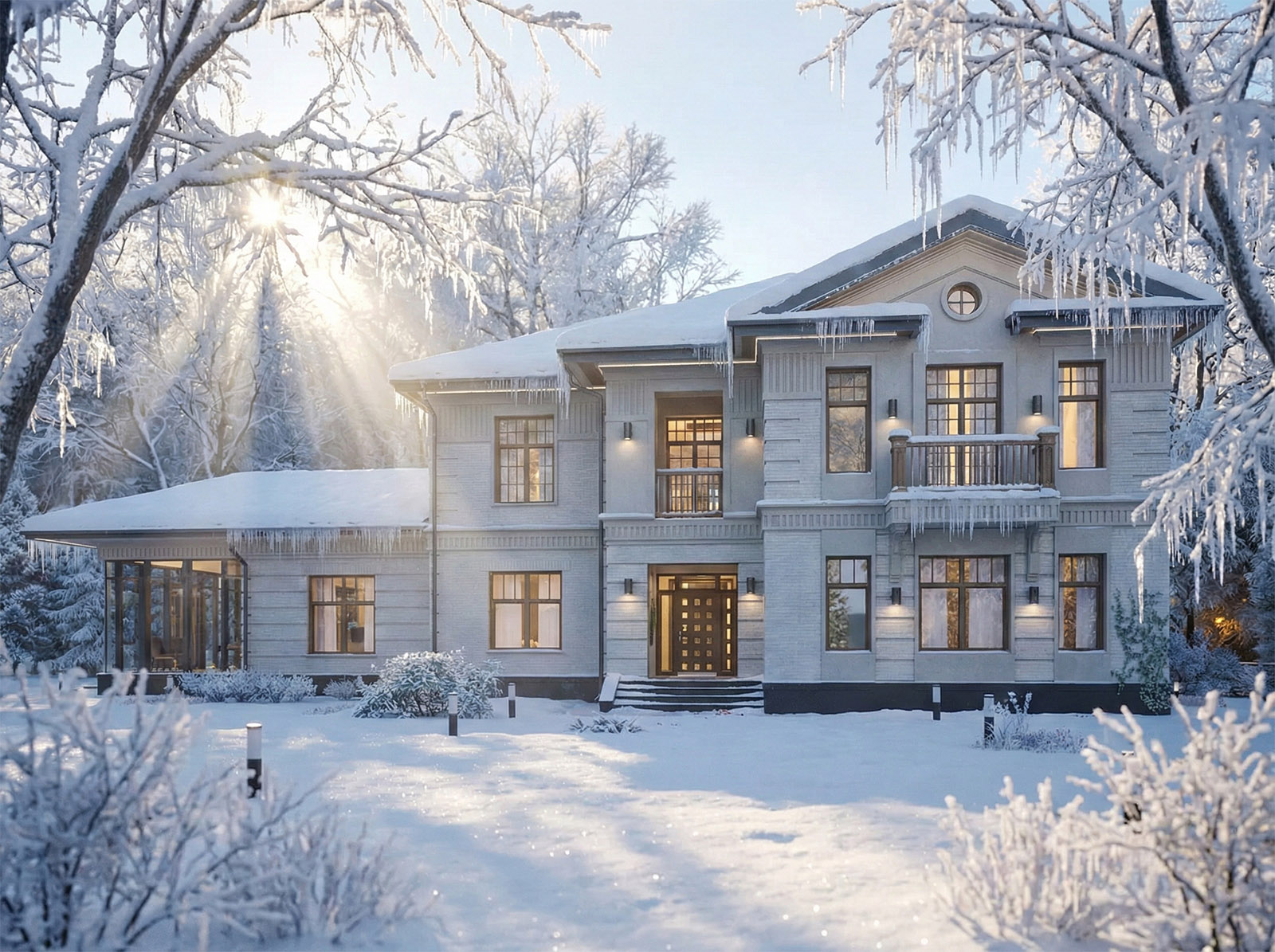 Проект двухэтажного дома в традиционном стиле.