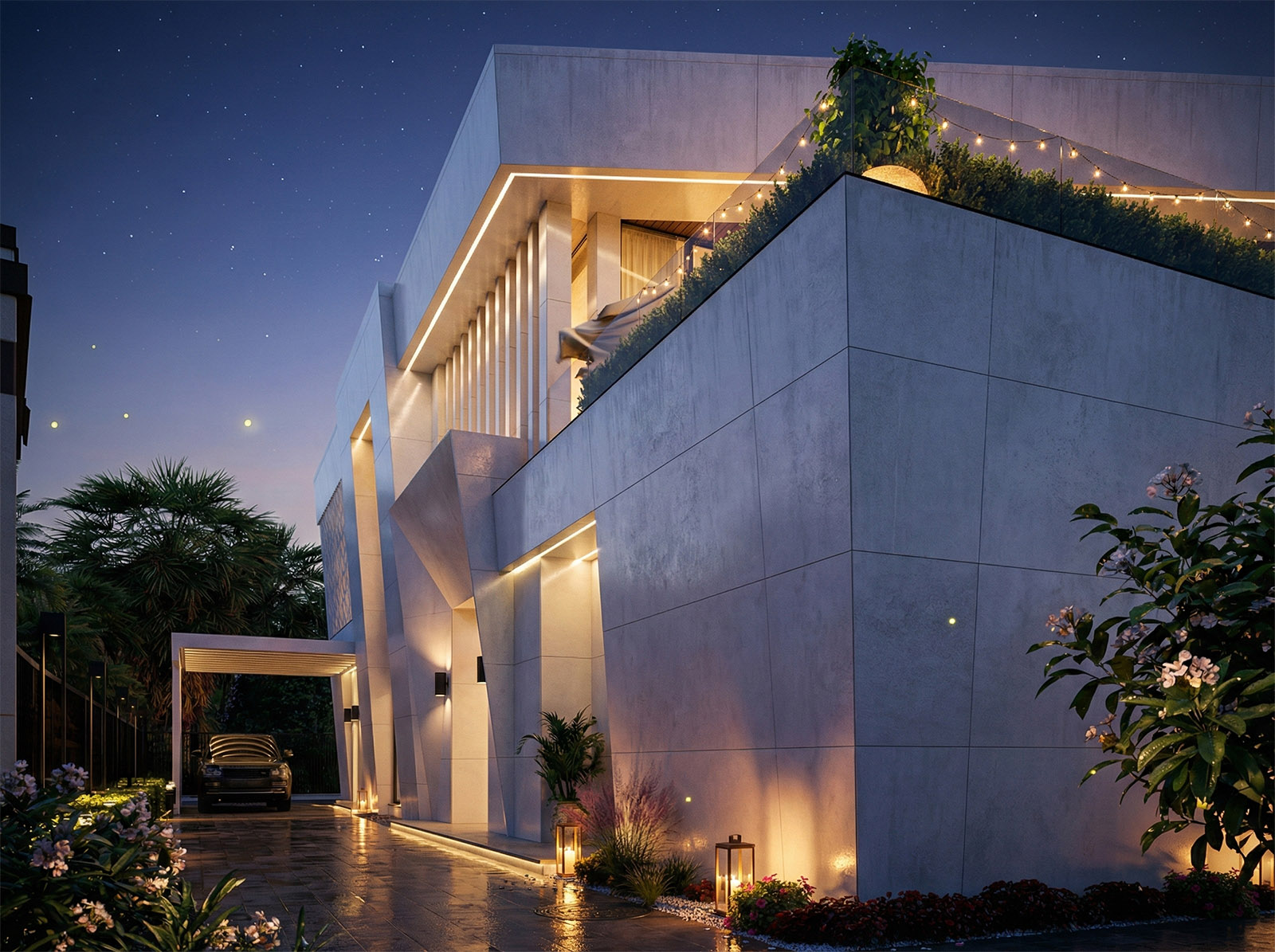 Главный фасад с отделкой керамогранитом