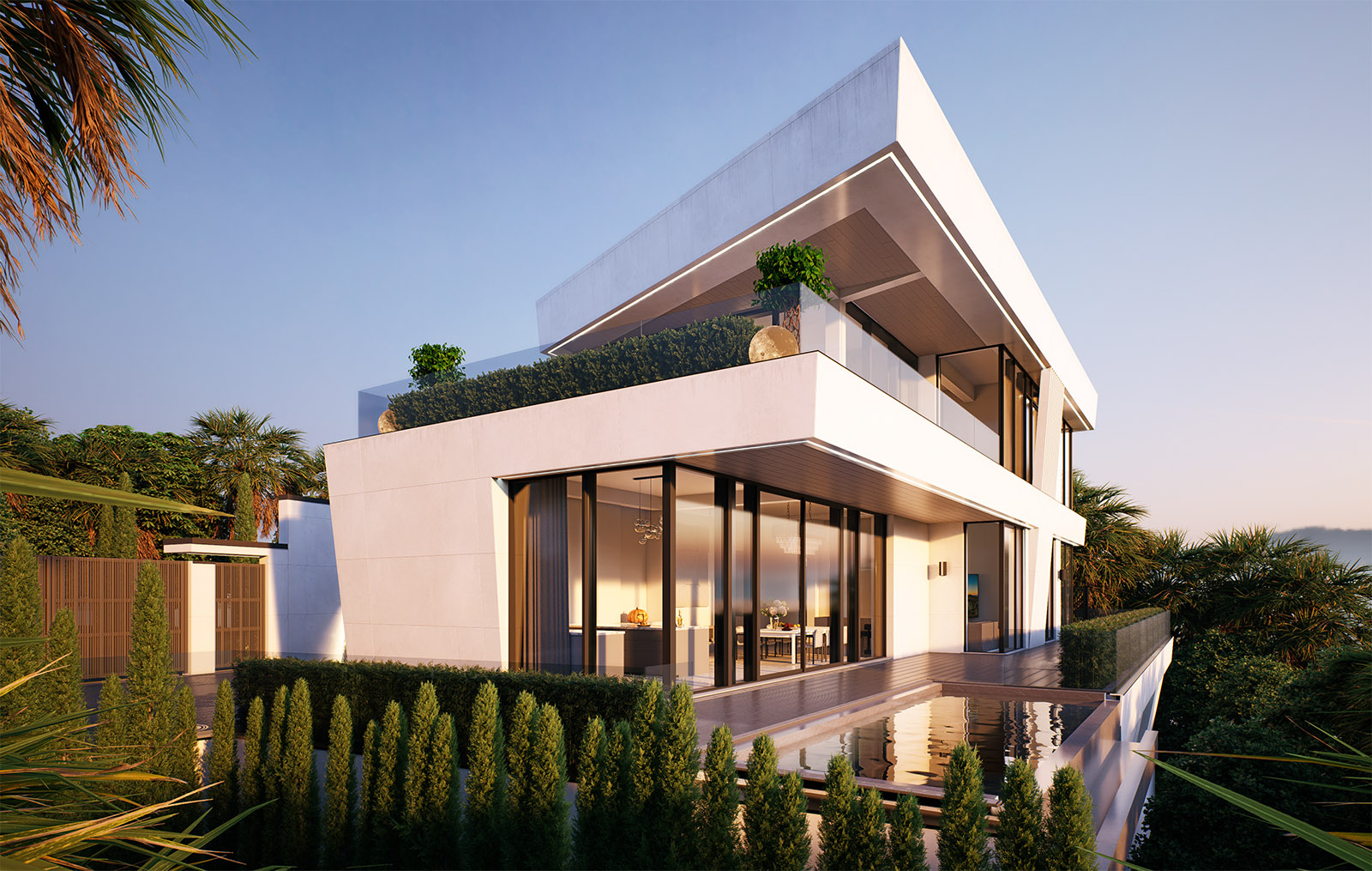 Вид на внутренний фасад и бассейн