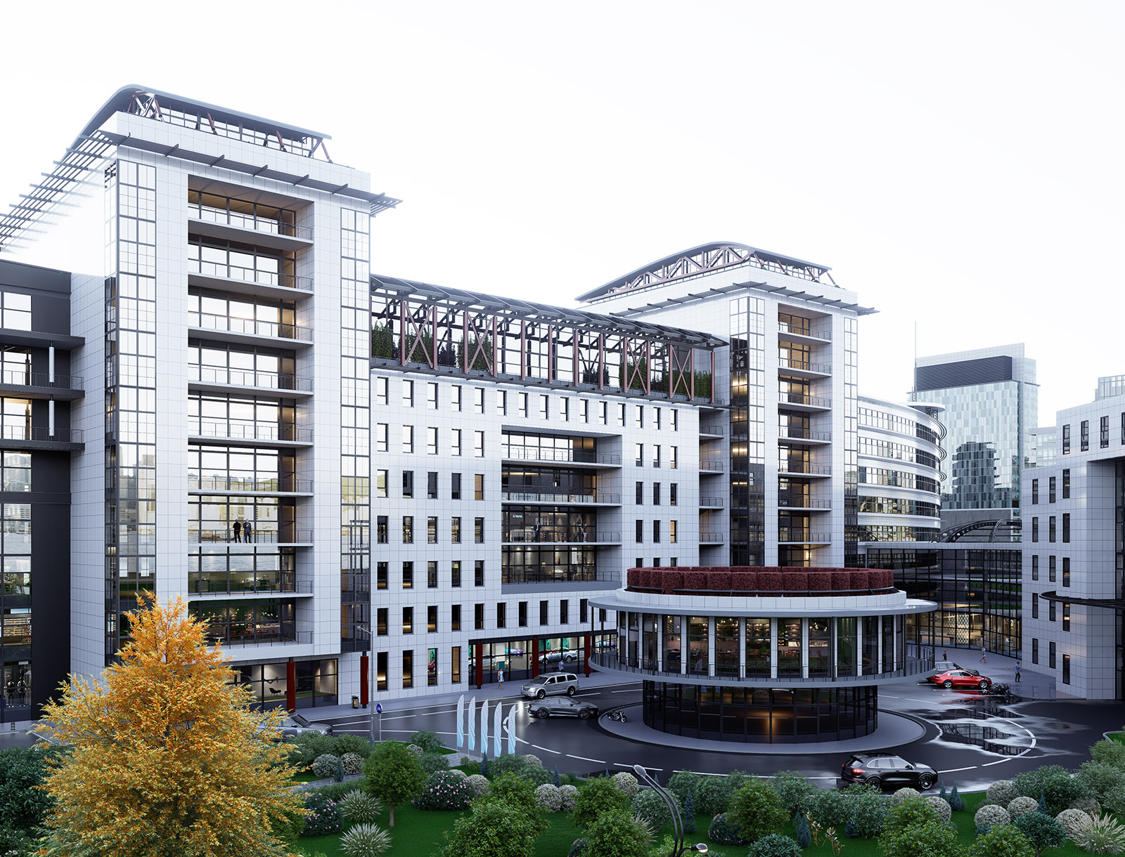 Проект офисного комплекса с современными фасадами.